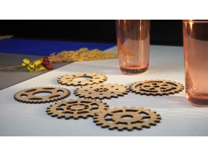 Set 6ks podpivníkov - OZUBENÉ KOLIESKA