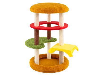 Hamburger Theme Climbing Stand with Scratching Posts and Cozy Bed 3