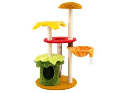 Multi Level Hamburger Theme Cat Tree with Hanging Bed and Condo 3