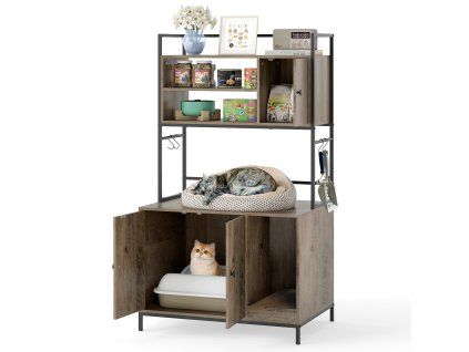 Cat Litter Box Enclosure with Storage Shelves 3