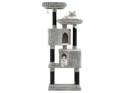 large multilevel cat tree 156 tall with 2 condos light grey 3 1