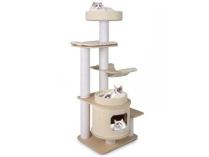 151 CM Modern Cat Tree Multi level Cat Tower with Comfy Padded Top Perch 3