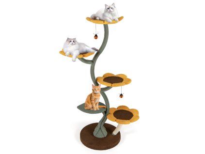 multi layer cat tower sunflower style cat tree with 4 flower shaped platforms 2 1
