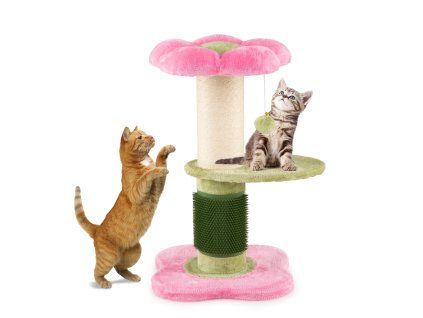 Flower Cat Tree with Padded Plush Perch Sisal Post pi 3
