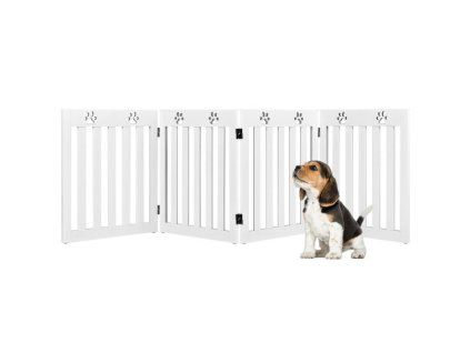 4 Panels Folding Pet Gate-White