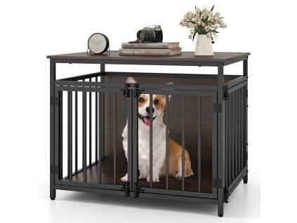 furniture style dog crate rustic brown 1