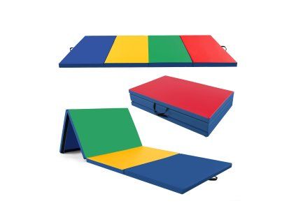 4Panel PU Folding Exercise Mat with Handles Multicolor 3