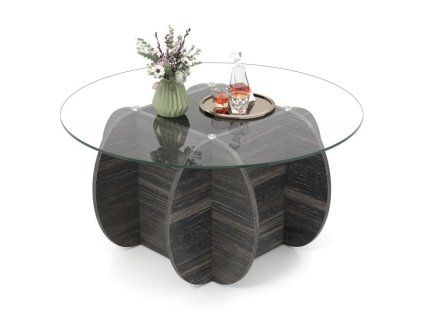 89cm Round Coffee Table Modern Accent Table black 3