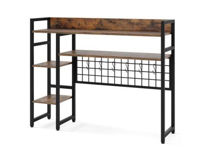 Desktop Bookshelf with 4 Open Storage Shelves Brown 3