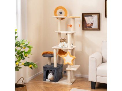Multilevel Cat Tree with Scratching Board Perch and Toys 1
