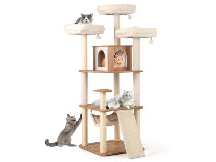 Wood Cat Tower with 3 Padded Perches 3
