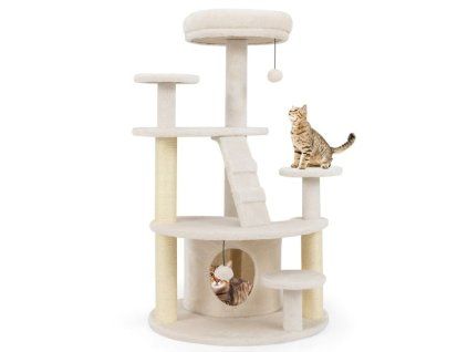 Multi level Kitty Tower with Padded Perch and Scratching Posts White 3