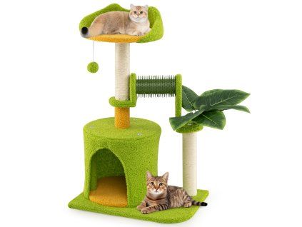 Multi Level Cat Tower with Self Groomer and Dangling Ball 2
