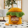 Hamburger Cat Condo with Hanging Toy and Removable Cushion 1