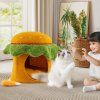 Hamburger Cat Condo with Hanging Toy and Removable Cushion 2