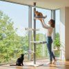 5tier floor to ceiling cat tree 236271 cm adjustable wooden grey 1 1