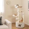 wooden cat tree 3 level cute kitten tower with condo space capsule scratching posts 1