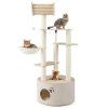 wooden cat tree 3 level cute kitten tower with condo space capsule scratching posts 4