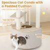 wooden cat tree 3 level cute kitten tower with condo space capsule scratching posts 6