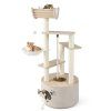 wooden cat tree 3 level cute kitten tower with condo space capsule scratching posts 3