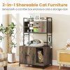 Cat Litter Box Enclosure with Storage Shelves 6