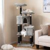 large multilevel cat tree 156 tall with 2 condos light grey 1 1