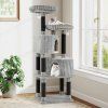 large multilevel cat tree 156 tall with 2 condos light grey 2
