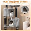 large multilevel cat tree 156 tall with 2 condos light grey 8