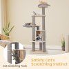 197 CM Tall Cat Tree Multi level Cat Tower with Comfy Padded Top Perch 8
