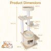 151 CM Modern Cat Tree Multi level Cat Tower with Comfy Padded Top Perch Size 5