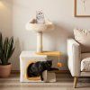 cute kitty tower with plush perch for indoor kittens yellow 2 1
