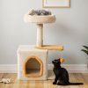 cute kitty tower with plush perch for indoor kittens yellow 6 1