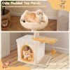 cute kitty tower with plush perch for indoor kittens yellow 7 1