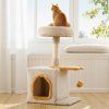 cute kitty tower with plush perch for indoor kittens yellow 1 1