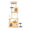 163 cm large kitty tower with 2 condos and removable plush perch yellow 3 1