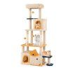 163 cm large kitty tower with 2 condos and removable plush perch yellow 4 1