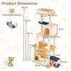 163 cm large kitty tower with 2 condos and removable plush perch yellow size 5 1