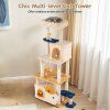 163 cm large kitty tower with 2 condos and removable plush perch yellow 6 1