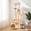 163 cm large kitty tower with 2 condos and removable plush perch yellow 1 1