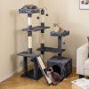136 cm tall cat tree tower with sisal scratching posts dark grey 1 1