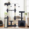 136 cm tall cat tree tower with sisal scratching posts dark grey 2