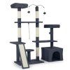 136 cm tall cat tree tower with sisal scratching posts dark grey 4