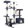 136 cm tall cat tree tower with sisal scratching posts dark grey 3 1