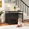 furniture style dog crate with three doors rustic brown 2