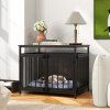 furniture style dog crate with three doors rustic brown 1