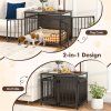 furniture style dog crate with three doors rustic brown 9