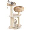 41 Inch Rattan Cat Tree with Napping Perch-White