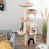Multi-Level Tall Modern Cat Tree with 2 Top Plush Perches