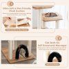 Multi-Level Tall Modern Cat Tree with 2 Top Plush Perches
