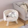 Pet Bed Sofa Wooden Cat Sofa Puppy Couch with Removable Cushion White 2